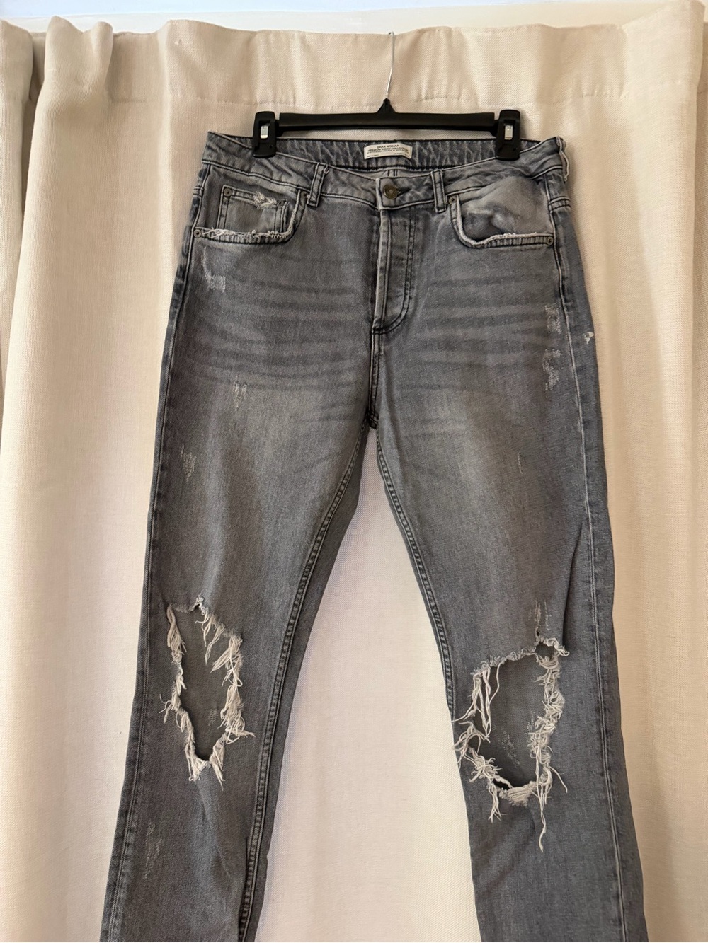 Zara Distressed Grey Ripped Skinny Jeans